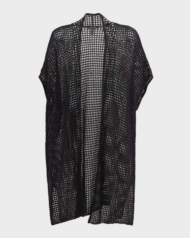 Open-Knit Dolman-Sleeve Cardigan